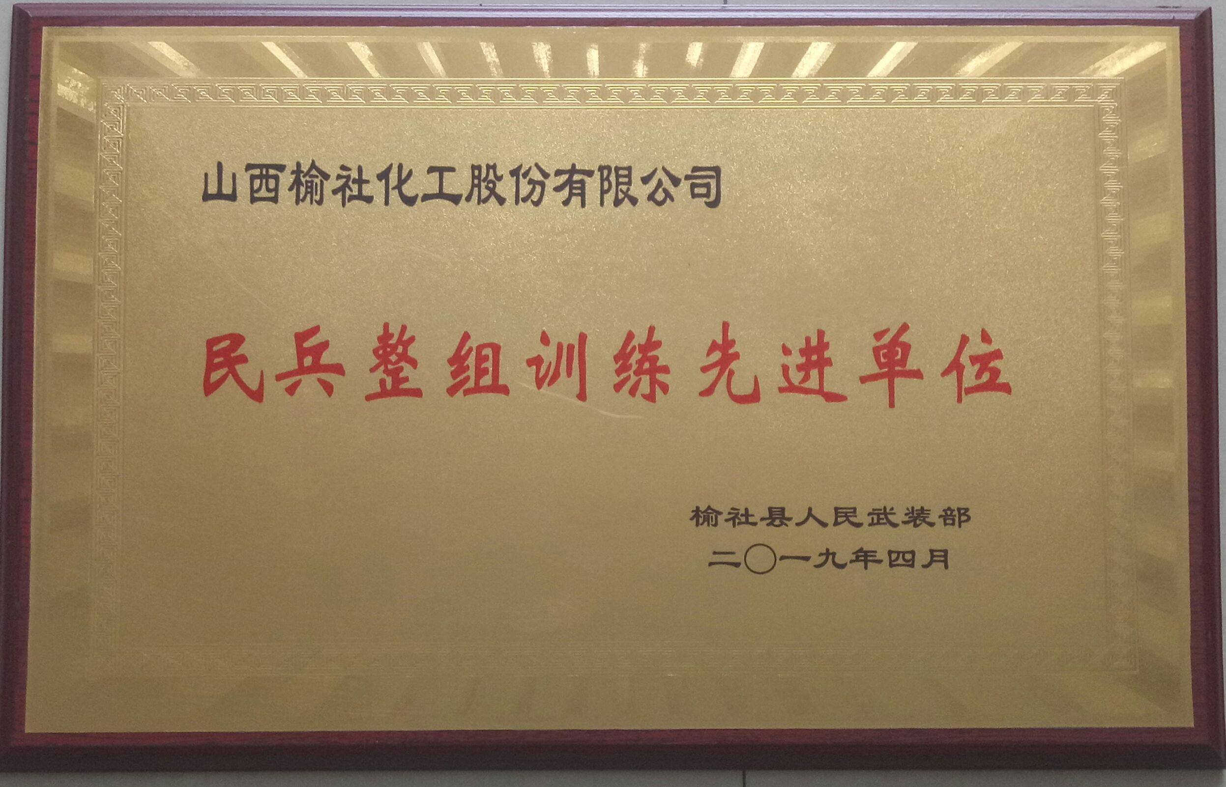 2019年榆社县民兵整组训练先进单位