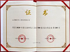 2020年中国石油和化工500强证书